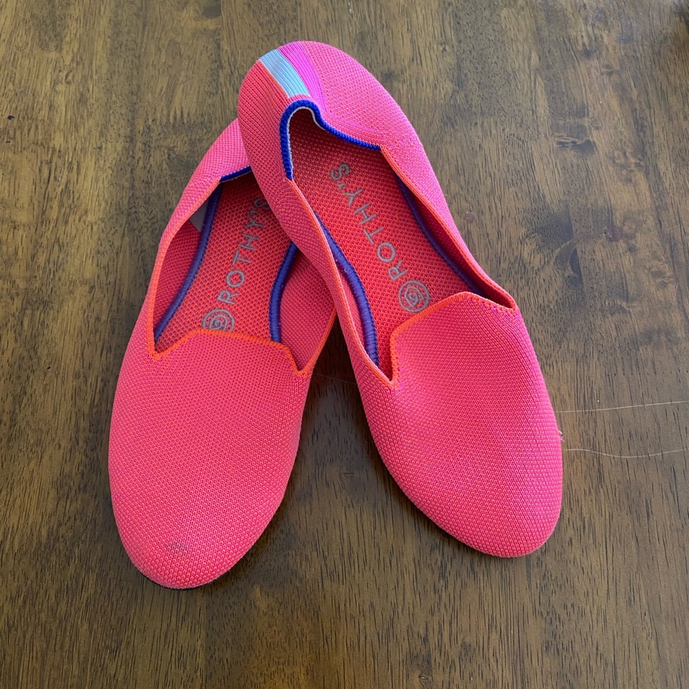 Rothy’s pink and indigo loafer